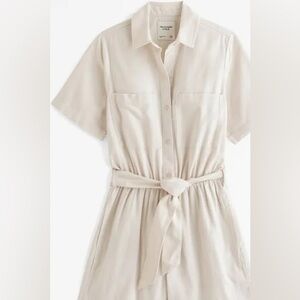 Abercrombie & Fitch Utility Cream Short Sleeve Jumpsuit Romper